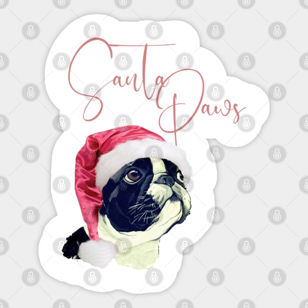 Frenchie Santa Paws Sticker by ERArts